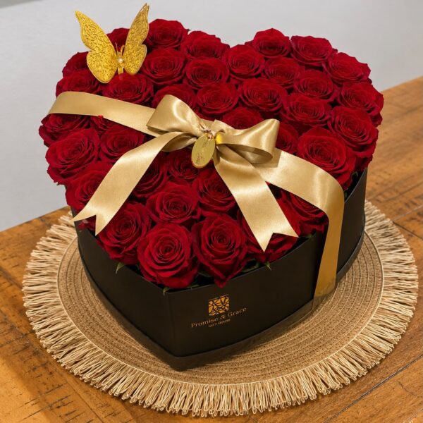 romance red rose heart box